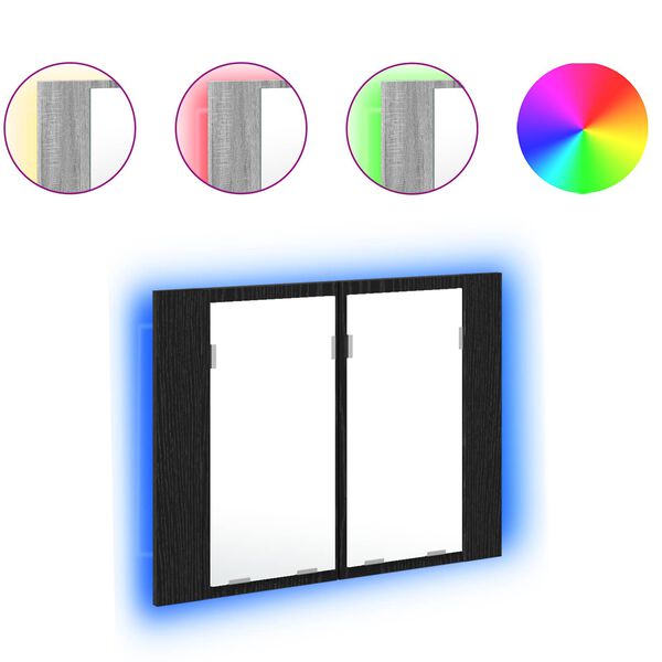 vidaXL Ba&eth;herbergisspegilsk&aacute;pa me&eth; hillu Svartur Eik 60 x 12 x 45 cm