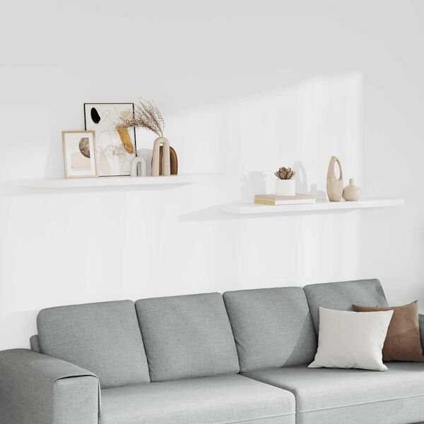 323821 vidaXL Floating Wall Shelves 2 pcs White 120x23,5x3,8 cm MDF