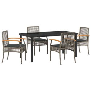 vidaXL Gar&eth;ur bor&eth;sett 5 pcs Gr&aacute;r p&oacute;l&yacute;rattan