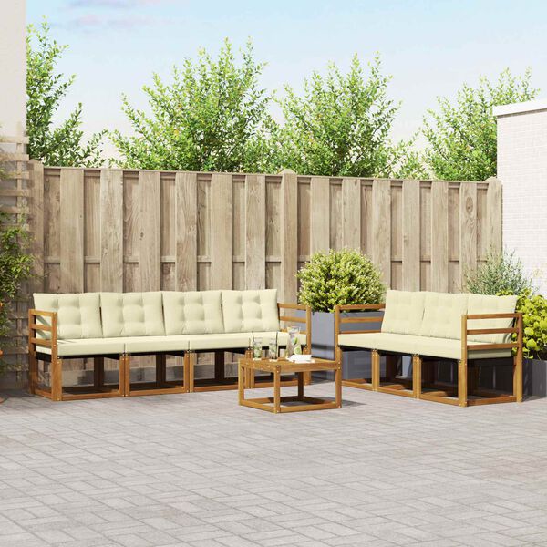 vidaXL &Uacute;ti s&oacute;fasett me&eth; p&uacute;&eth;i 8 pcs N&aacute;tt&uacute;rulegt og Krem