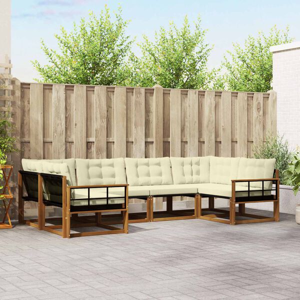 vidaXL &Uacute;ti s&oacute;fasett me&eth; p&uacute;&eth;i 6 pcs N&aacute;tt&uacute;rulegt og Krem