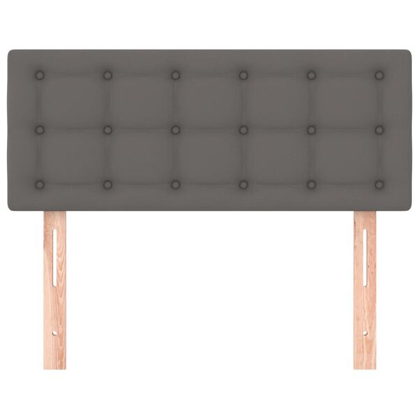 vidaXL Höfðagafl 90x5x78/88 cm Grár Leðurlíki