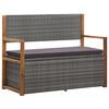 vidaXL Geymslubekkur 110cm P&oacute;l&yacute;rattan og Gegnheill Akas&iacute;uvi&eth;ur Gr&aacute;r