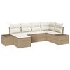 vidaXL Gar&eth;s&oacute;fa sett me&eth; p&uacute;&eth;i 6 pcs Beige og krem p&oacute;l&yacute;rattan