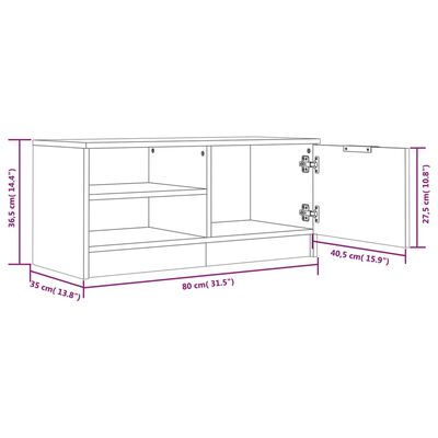 vidaXL Sjónvarpsskápur Hvítur 80x35x36,5 cm Samsettur Viður