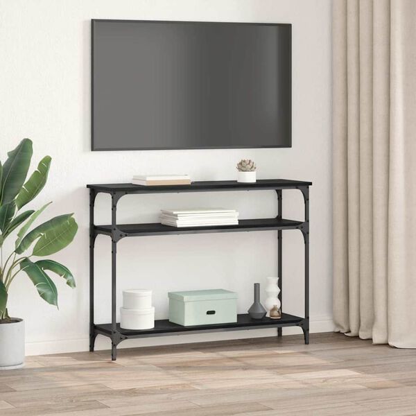 vidaXL Veggbor&eth; me&eth; hillu Svartur Eik 100 x 29 x 75 cm Samsettur vi&eth;ur