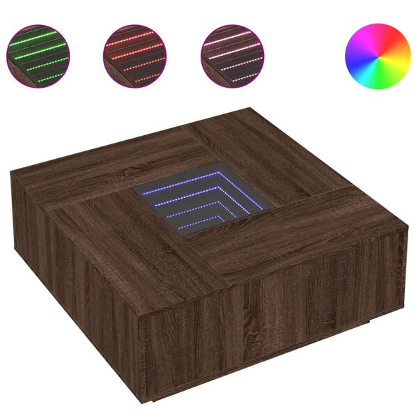 vidaXL S&oacute;fabor&eth; me&eth; &Oacute;endanleika LED Br&uacute;n Eik 100x100x40 cm