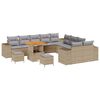 vidaXL Gar&eth;s&oacute;fa sett me&eth; p&uacute;&eth;i 13 pcs Beige og lj&oacute;sgr&aacute;r p&oacute;l&yacute;rattan