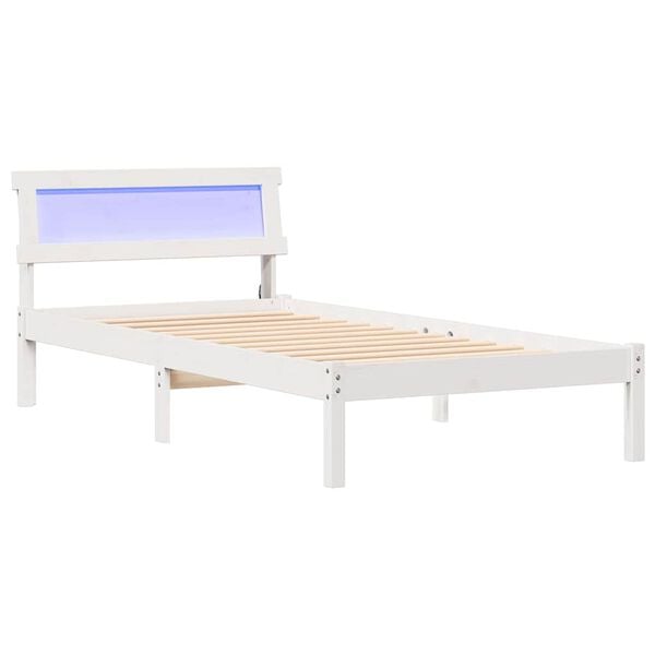 vidaXL Ramsv&iacute;k me&eth; h&ouml;fu&eth;gafl Hv&iacute;tt 90 x 190 cm Solid furuhikk