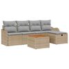vidaXL Gar&eth;s&oacute;fa sett me&eth; p&uacute;&eth;i 6 pcs Drapplita&eth;ur p&oacute;l&yacute;rattan