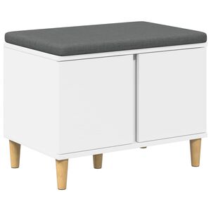 vidaXL Hallarbekk me&eth; p&uacute;&eth;i Hv&iacute;t 60 x 38 x 46 cm Virkur tr&eacute; og d&uacute;kur