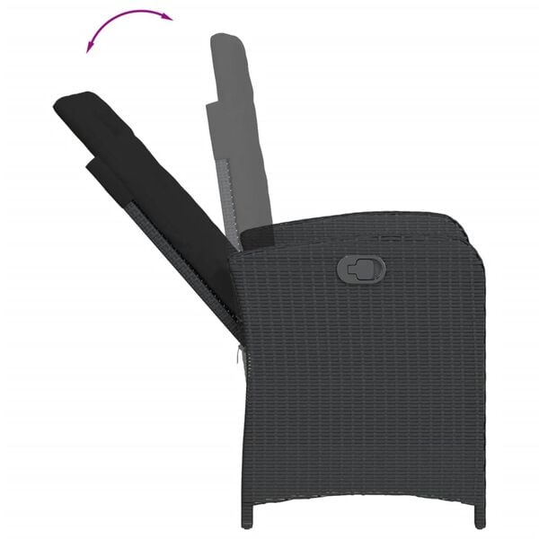 vidaXL 5 Hluta Gar&eth;bor&eth;stofusett me&eth; Sessum Svart P&oacute;l&yacute;rattan