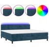 vidaXL H&oacute;lfa&eth; Springr&uacute;m me&eth; D&yacute;nu&LED Bl&aacute;tt 200x200 cm Flauel