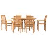 vidaXL Gar&eth;ur bor&eth;sett 7 pcs Br&uacute;nn Solid teak vi&eth;ur