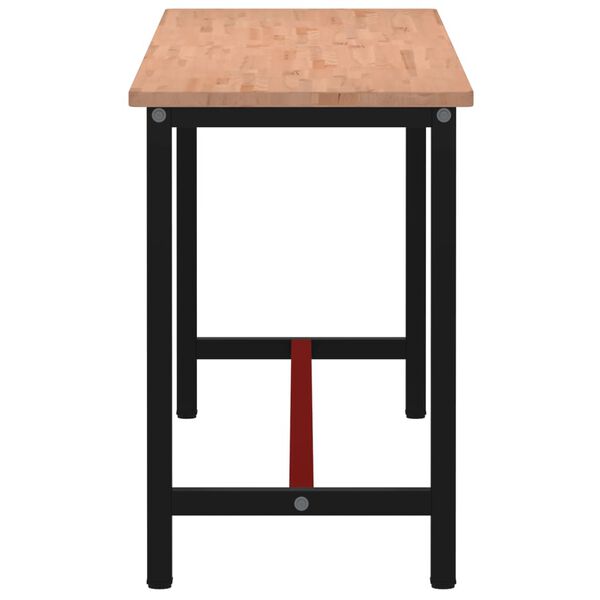 vidaXL Vinnubekkur 200x55x81,5 cm Gegnheilt Beyki og M&aacute;lmur