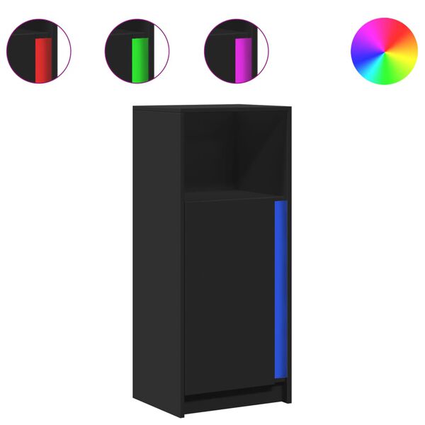 vidaXL Skenkur me&eth; LED Svartur 42,5x34x100 cm Samsettur Vi&eth;ur