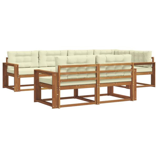 vidaXL &Uacute;ti s&oacute;fasett me&eth; p&uacute;&eth;i 7 pcs N&aacute;tt&uacute;rulegt og Krem