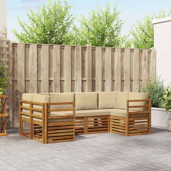 vidaXL Sofav&ouml;ruuppsettning me&eth; p&uacute;&eth;i 6 pcs N&aacute;tt&uacute;rulegur Hrein akas&iacute;utr&eacute;