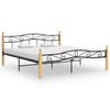 vidaXL R&uacute;mgrind Sv&ouml;rt M&aacute;lmur og Gegnheill Eikarvi&eth;ur 200x200 cm