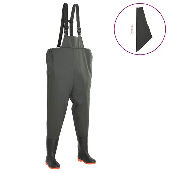 vidaXL Vöðlur með Stígvélum Grænar Stærð 42