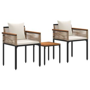 vidaXL Utandyra h&uacute;sgagna sett 3 pcs Beige og rj&oacute;ma hv&iacute;tur PE rattan