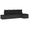vidaXL Gar&eth;s&oacute;fa sett me&eth; p&uacute;&eth;i 5 pcs Svartur p&oacute;l&yacute;rattan