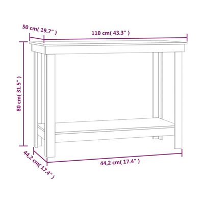 vidaXL Vinnubekkur Hunangsbrúnn 110x50x80 cm Gegnheil Fura