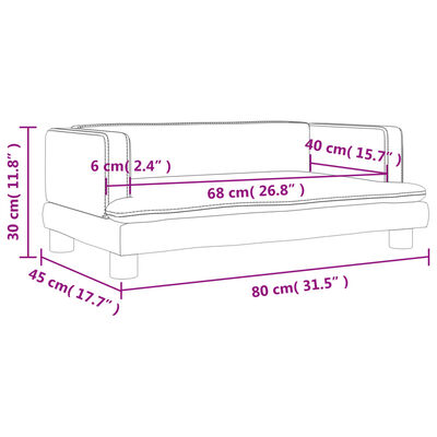 vidaXL Barnasófi Cappuccino 80x45x30 cm Gervileður