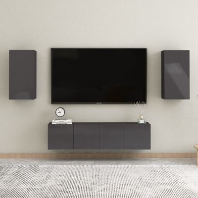 803342 vidaXL TV Cabinet High Gloss Grey 30,5x30x60 cm Chipboard
