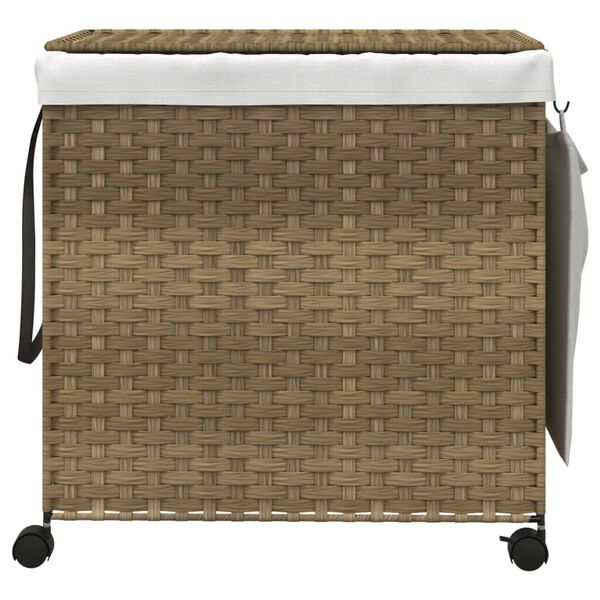 vidaXL þvottakarfa með Hjólum 60x35x60,5 cm Rattan