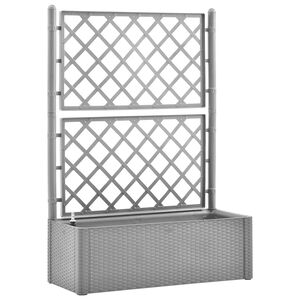 vidaXL Upph&aelig;kka&eth; Gar&eth;ker me&eth; Rimlagrind og Sj&aacute;lfv&ouml;kvunarkerfi Gr&aacute;tt