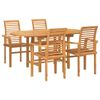 vidaXL Gar&eth;ur bor&eth;sett 5 pcs Br&uacute;nn Solid teak vi&eth;ur