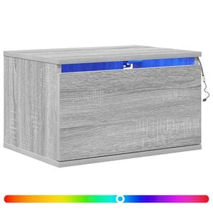 vidaXL Veggfest N&aacute;ttbor&eth; me&eth; LED Lj&oacute;sum Gr&aacute; Sonoma