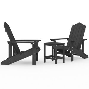 vidaXL Adirondack Gar&eth;st&oacute;lar me&eth; Bor&eth;i HDPE Reykgr&aacute;r