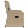 vidaXL Garðbekkur með púði 2 pcs Drapplitaður Poly rattan