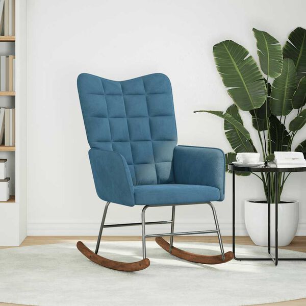 vidaXL Ruggustóll Blátt Flauel