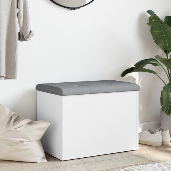 vidaXL geymslubekkur hv&iacute;tur 62x42x45 cm &uacute;r verkfr&aelig;&eth;ilegu tr&eacute;