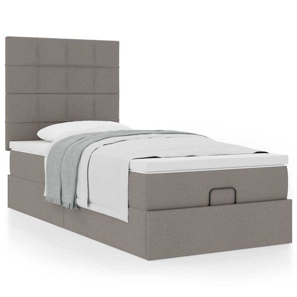 vidaXL Ottoman r&uacute;mgrind me&eth; d&yacute;nu Taupe 90x190 cm Efni