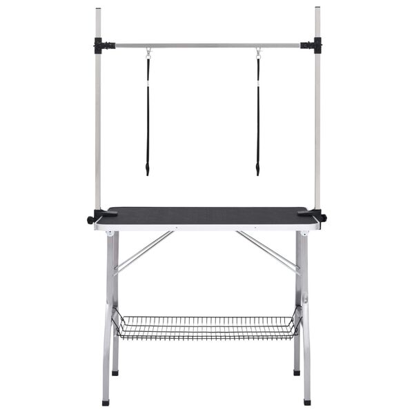 vidaXL Stillanlegt Hundasnyrtiborð með 2 Ólum og Körfu