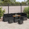 vidaXL Gar&eth;s&oacute;fa sett me&eth; p&uacute;&eth;i 9 pcs Svartur Poly rattan