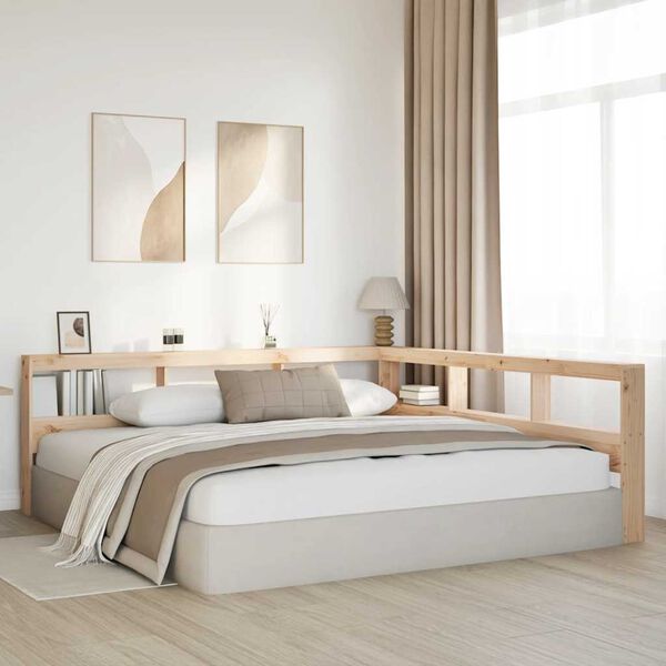 vidaXL B&oacute;kask&aacute;pur H&ouml;fu&eth;gafl L-laga&eth;ur 200 cm Solid Wood Furu