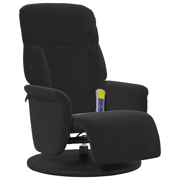 vidaXL Nudd Recliner St&oacute;ll Svartur 91 x 71 x 105 cm Flauel