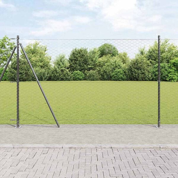 vidaXL Gir&eth;ingarp&oacute;stur Gr&aacute;r 25 x 1,5 m (50 mm net) St&aacute;l