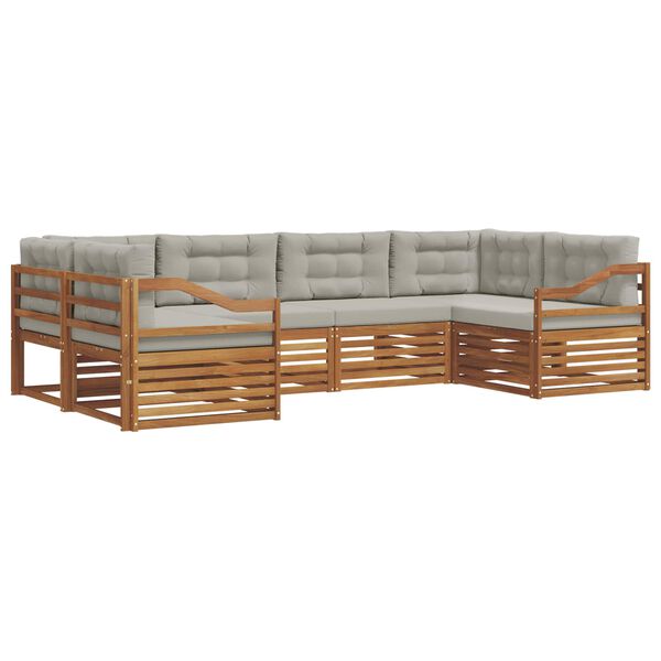 vidaXL S&oacute;fasett 6 pcs N&aacute;tt&uacute;rulegt og Lj&oacute;st Gr&aacute;tt Hrein akas&iacute;utr&eacute;