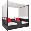 vidaXL Gar&eth;bekkur me&eth; Tjaldhimni Br&uacute;nt 190x130 cm P&oacute;l&yacute;rattan