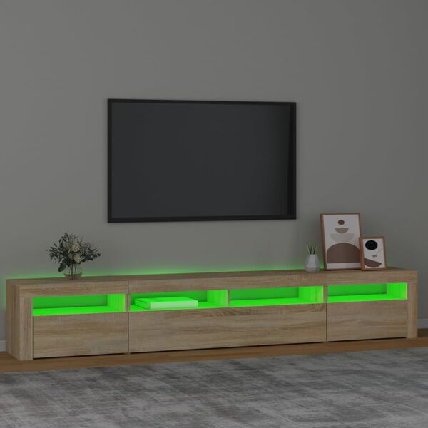 vidaXL Sj&oacute;nvarpssk&aacute;pur me&eth; LED Lj&oacute;sum Sonoma Eik 240x35x40 cm
