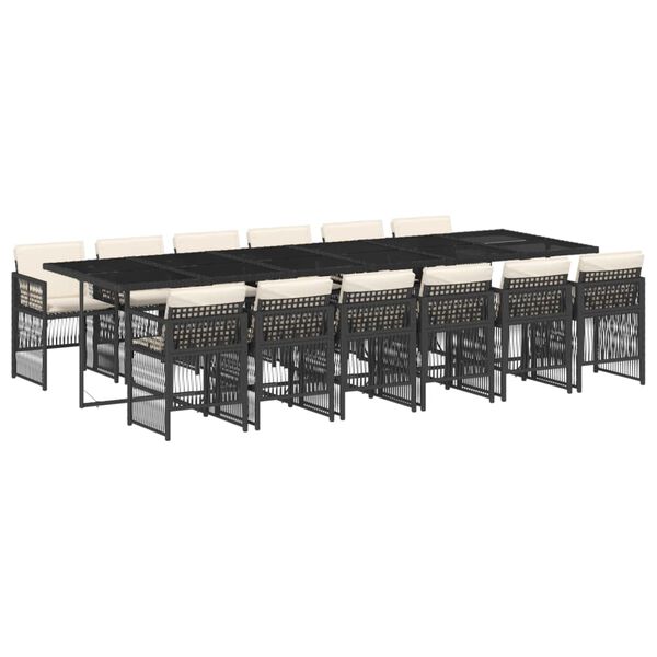 vidaXL 13 Parta Gar&eth;s&oacute;fasett me&eth; Sessum Svart P&oacute;l&yacute;rattan