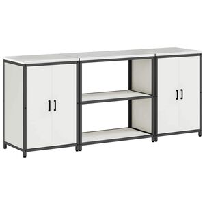 vidaXL Eldh&uacute;s geymslu sett me&eth; hillu 3 pcs Hv&iacute;tt Kalt ofi&eth; st&aacute;l