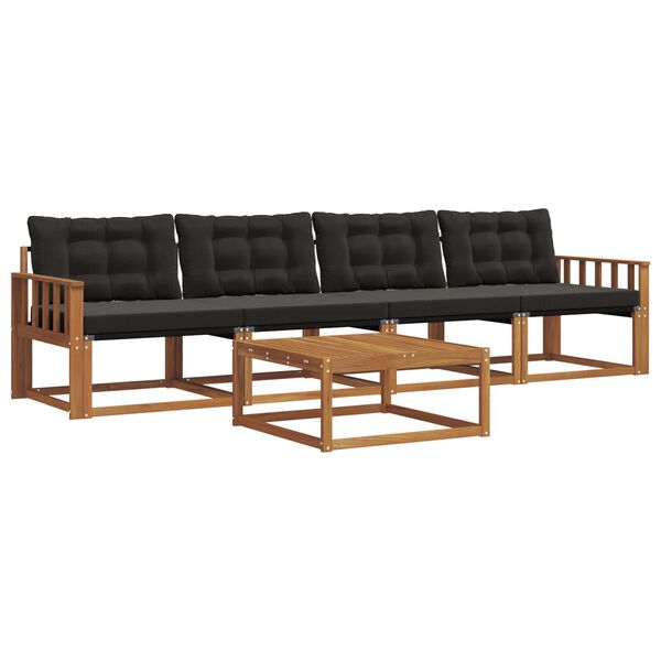 vidaXL &Uacute;ti s&oacute;fasett me&eth; p&uacute;&eth;i 5 pcs N&aacute;tt&uacute;rulegur og svartur