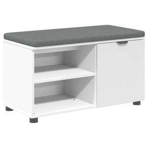 vidaXL Hallarbekk me&eth; p&uacute;&eth;i Hv&iacute;t 80 x 38 x 46 cm Virkur tr&eacute; og d&uacute;kur